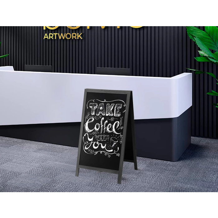 Liderpapel Pizarra Negra Caballete Doble Cara Madera Rotulador 75x135 cm 4