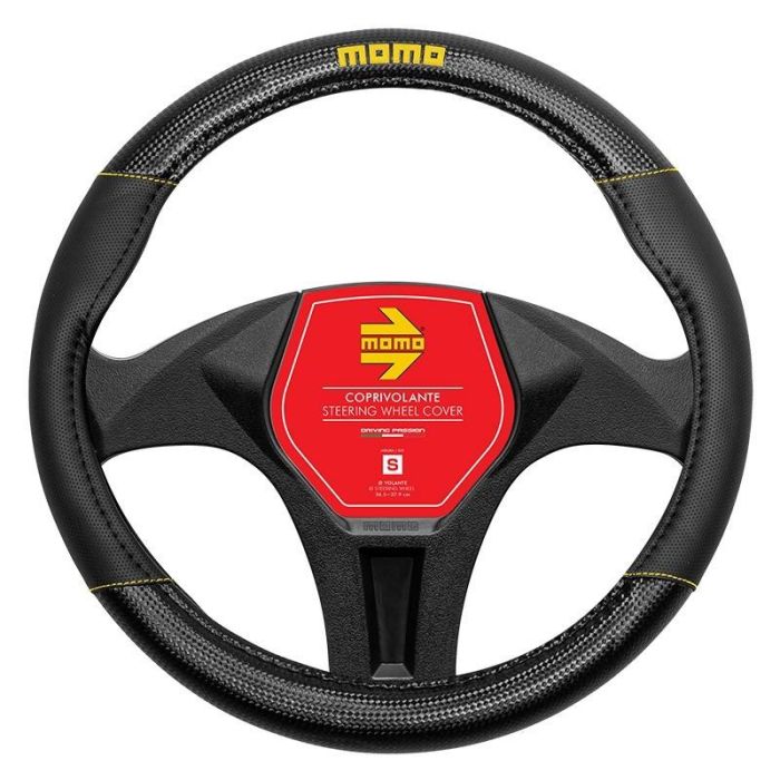 Funda Volante Momo Carbon Universal Negro Y Amarillo 38-39 cm MOMLSWC013BY Funda Volante Momo Carbon Universal Negro Y Amarillo 38-39 cm MOMLSWC013BY