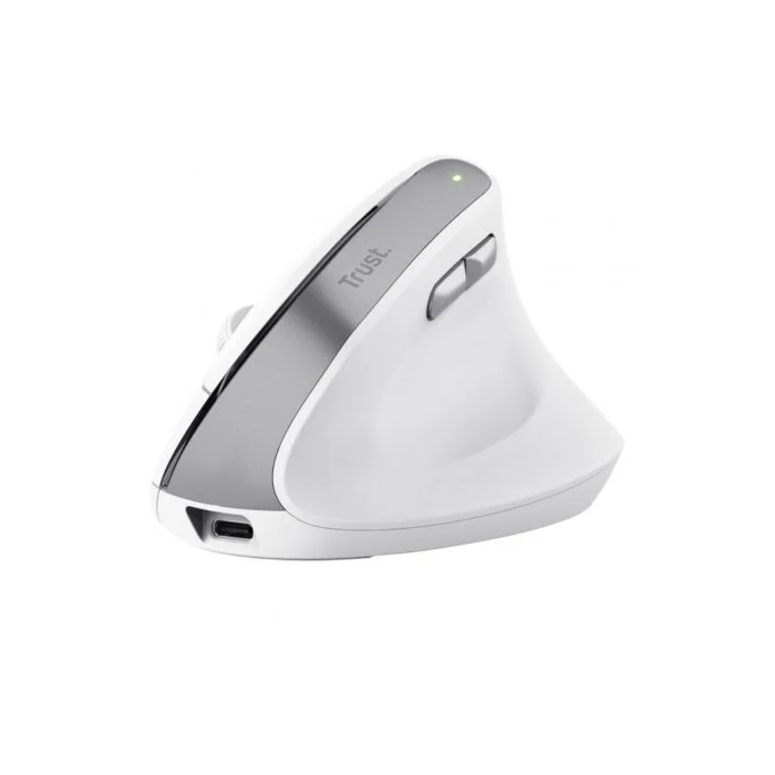 Trust Ratón Ergonómico Inalámbrico Bayo II Recargable Blanco 25398 Hasta 2400 DPI