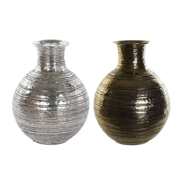 Jarrón DKD Home Decor Dorado Plateado Aluminio Moderno Acabado envejecido 38 x 38 x 50 cm (2 Unidades) Jarrón DKD Home Decor Dorado Plateado Aluminio Moderno Acabado envejecido 38 x 38 x 50 cm (2 Unidades)