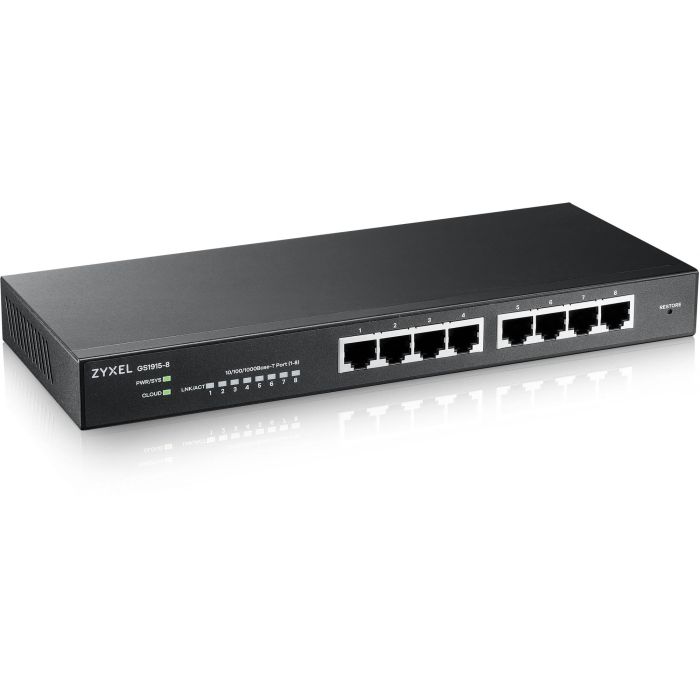 Zyxel GS1915-8 Interruptor Gestionado L2 de 8 Puertos Gigabit Ethernet (10/100/1000) Negro, con QoS, VLAN, Full Duplex y 16 Gbit/s 1