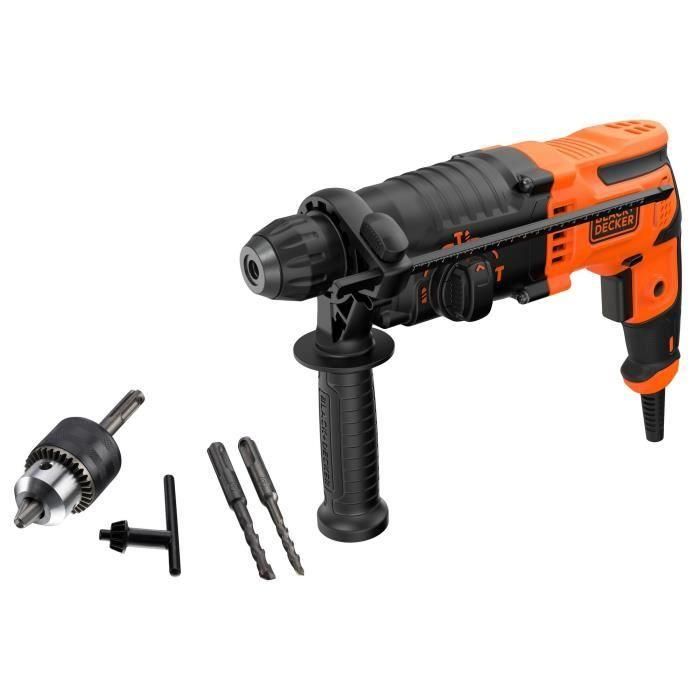 Black + Decker BEHS01-QS Taladro de Martillo SDS+ 650W, 3 Modos, 1.6 Julios, Hormigón 16mm, Incluye 2 Brocas Hormigón 1