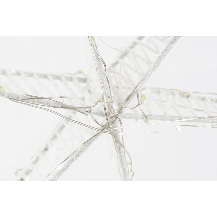 DKD Home Decor Decoración Luminosa de Navidad Moderna Estrella LED Blanco, Metal, 13x30x30 cm, 2 Unidades, para 3 Pilas AA 2