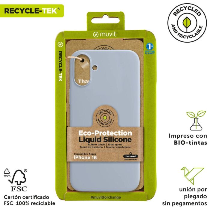 Muvit Funda Liquid Silicone Recycletek para Apple - Funda Protectora de Silicona Reciclada, Suave y Resistente 2