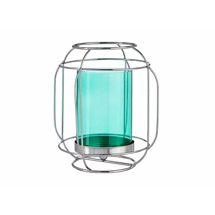 Farol de Cristal y Metal Azul Plata Giftdecor 19x20x19 cm (8 Unidades) 1 Farol de Cristal y Metal Azul Plata Giftdecor 19x20x19 cm (8 Unidades) 1