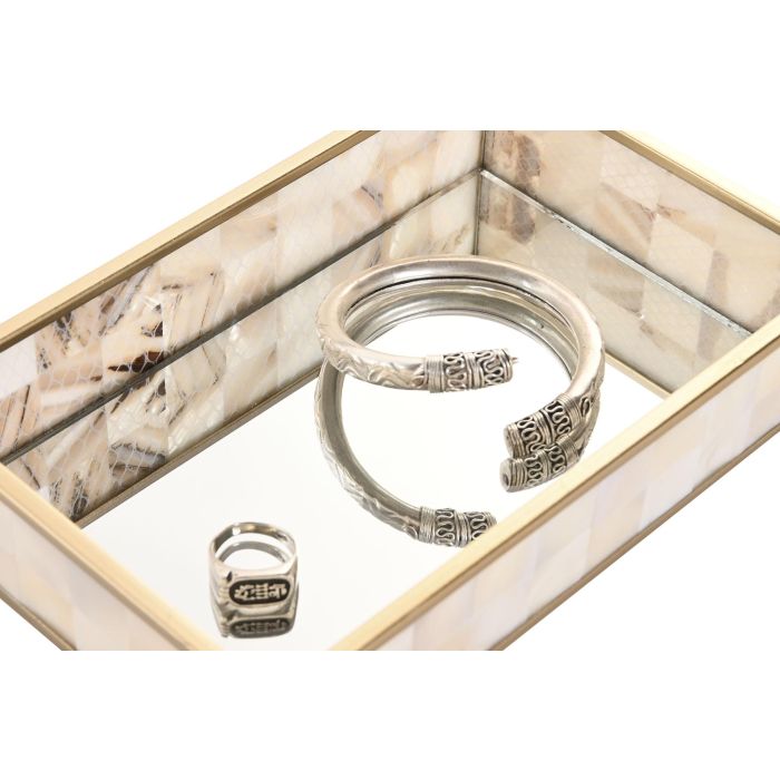 Bandeja Decoracion Scandi DKD Home Decor Blanco Dorado 13 x 4 x 21 cm (4 Unidades) 3