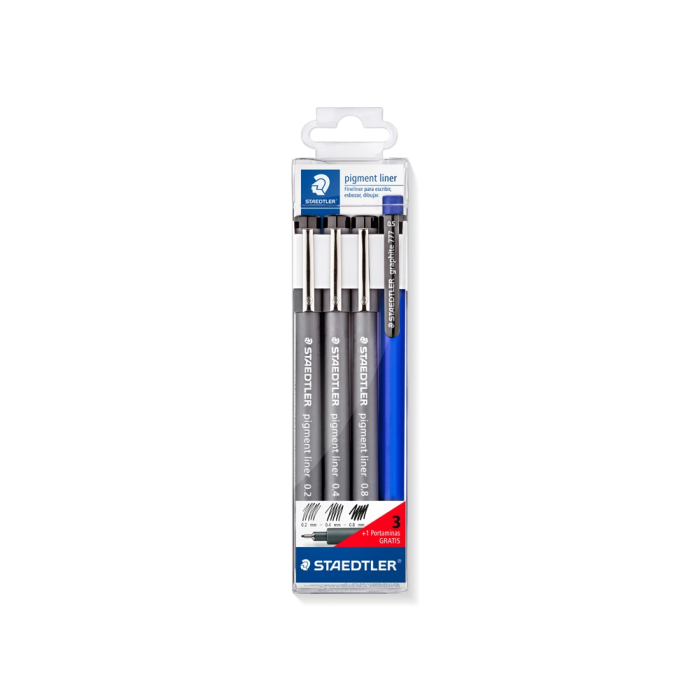 Staedtler Pigment Liner Rotuladores Negro Estuche 3 Ud + 1 Portaminas De Regalo 1 Staedtler Pigment Liner Rotuladores Negro Estuche 3 Ud + 1 Portaminas De Regalo 1
