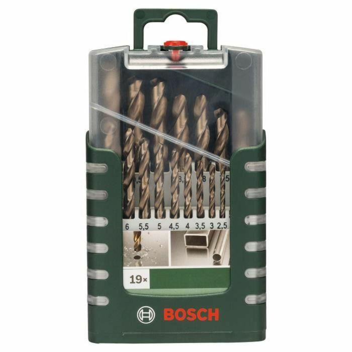 Bosch Juego de 19 Brocas de Tierra HSS-Cobalto con Broca de Centrado para Diamante en Seco 200 mm
