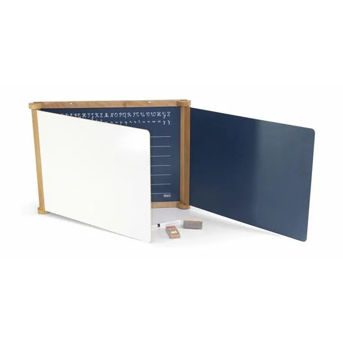 Jeujura Tríptico de Madera Roble Teñido 59 x 46 cms Pizarra y Pizarra Blanca