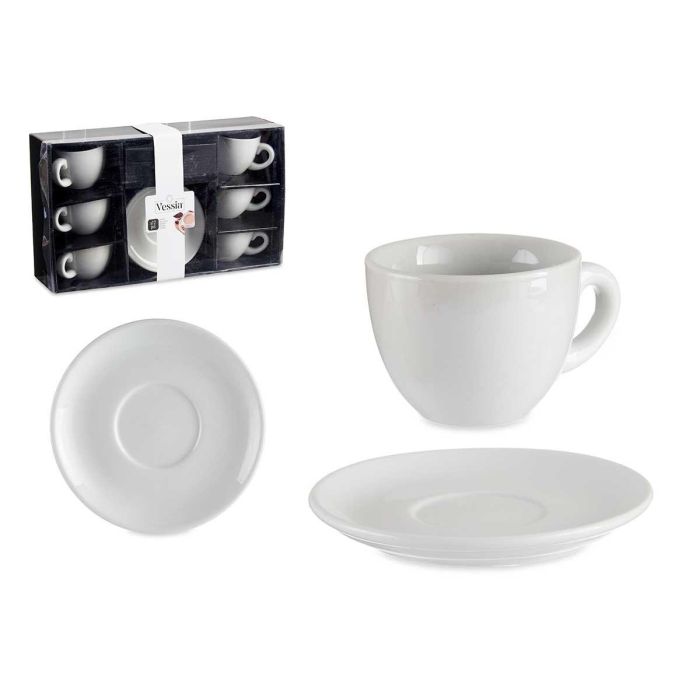 Set 6 Tazas Café Porcelana Blanca con Plato 150ml Vessia - 22x10x38 cm (6 Unidades) Set 6 Tazas Café Porcelana Blanca con Plato 150ml Vessia - 22x10x38 cm (6 Unidades)