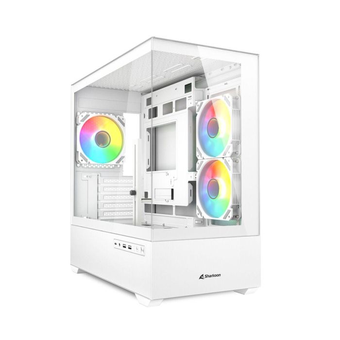 Sharkoon MK6 RGB Midi Tower Micro-ATX Negro con Cristal Templado, 3 Ventiladores RGB Preinstalados, Flujo de Aire Optimizado y Soporte Placas BTF USB-C