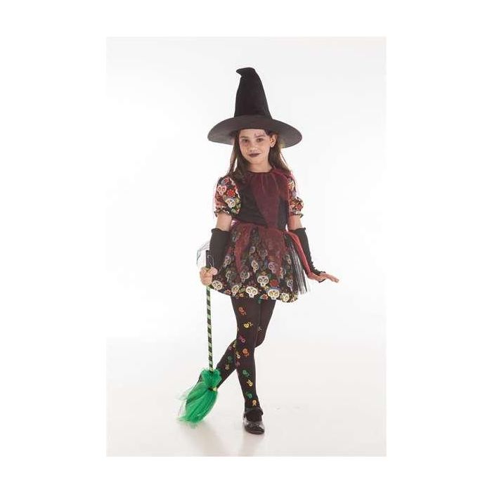 Creaciones Llopis Disfraz Infantil Bruja Calaveras Negro Talla 2 (5-7 Años) con Vestido, Tutú, Mitones y Sombrero Creaciones Llopis Disfraz Infantil Bruja Calaveras Negro Talla 2 (5-7 Años) con Vestido, Tutú, Mitones y Sombrero