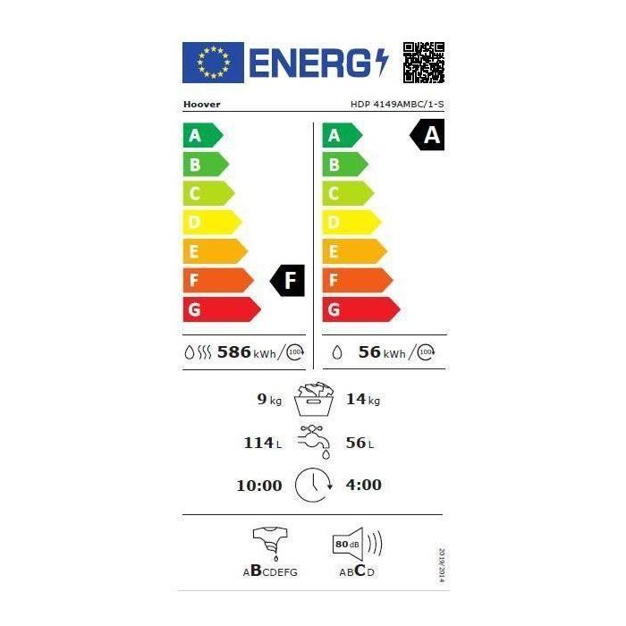 Lavadora-secadora - HOOVER H-WASH & DRY 500 HDP4149AMBC / 1-S - Frontal - Lavar 14 kg / Secar 9 kg - Clase A - 1400 rpm - Blanco 3 Lavadora-secadora - HOOVER H-WASH & DRY 500 HDP4149AMBC / 1-S - Frontal - Lavar 14 kg / Secar 9 kg - Clase A - 1400 rpm - Blanco 3