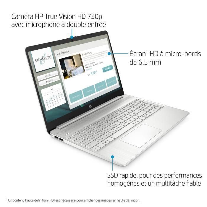 Portátil HP - 15s-eq2083nf - 15 FHD - AMD Ryzen 5-5500U - 16 GB de RAM - 512 GB de almacenamiento SSD - Windows 11 - Plateado - AZERTY 4