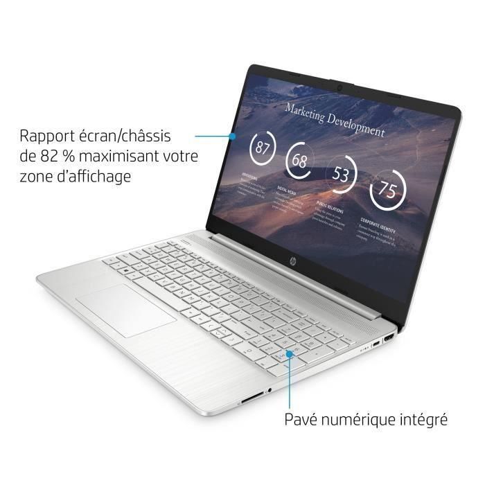 Portátil HP - 15s-eq2083nf - 15 FHD - AMD Ryzen 5-5500U - 16 GB de RAM - 512 GB de almacenamiento SSD - Windows 11 - Plateado - AZERTY 5