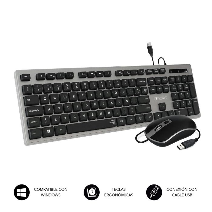 SUBBLIM Teclado Combo Wired Ergo Keys Silent Flat HQ Grey