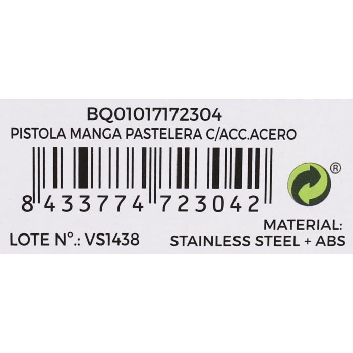 Quttin Pistola Manga Pastelera con Accesorios de Acero - 15 x 6 x 22 cm (12 Unidades) 9