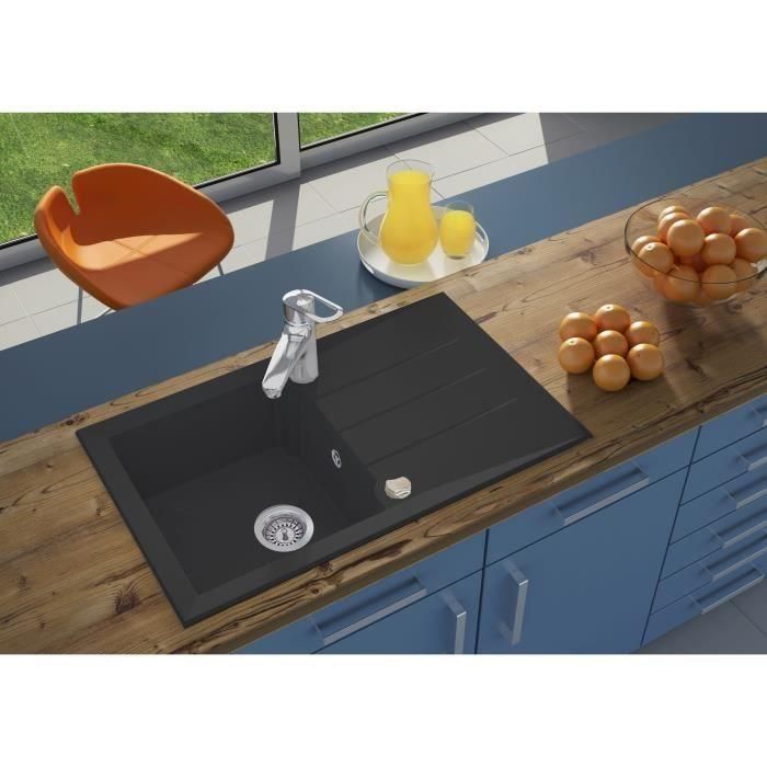 Stradour STR3660428008308 Fregadero Encastrable Resina BMC Negro Alineo 1C 81 x 50 cm 1 Stradour STR3660428008308 Fregadero Encastrable Resina BMC Negro Alineo 1C 81 x 50 cm 1