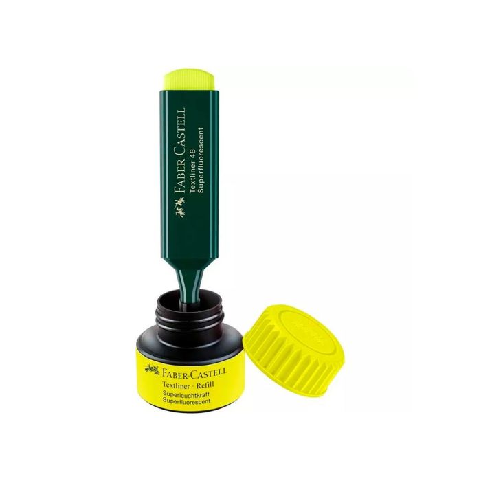 Tinta Rotulador Faber Castell Textliner Fluorescente 1549 Con Sistema Capilar Color Amarillo Bote 30 mL 2