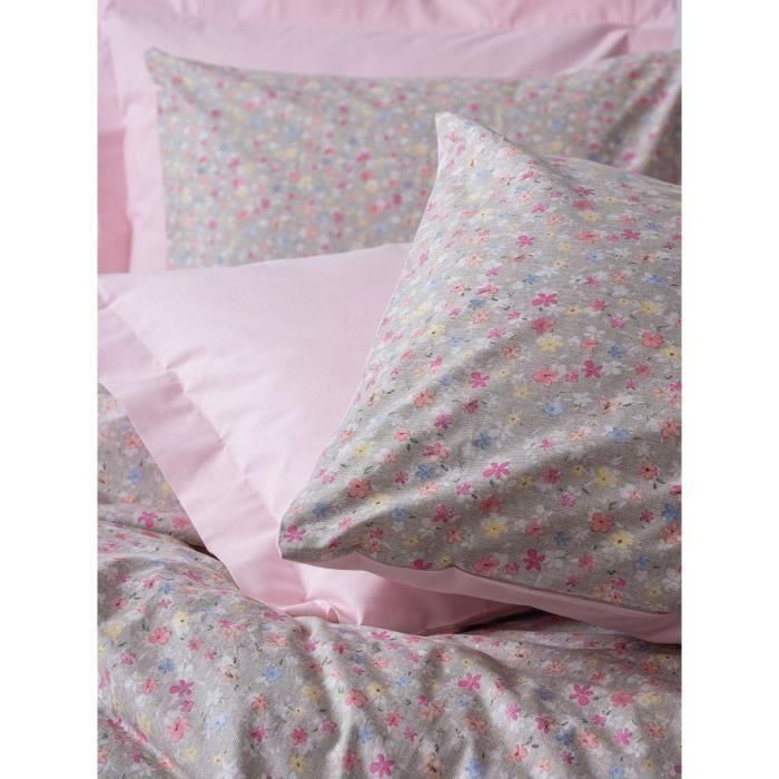 Juego de cama - 1 funda nórdica 220x240 cm + 2 fundas de almohada 60x60 cm - 100% algodón - Rosa 1 Juego de cama - 1 funda nórdica 220x240 cm + 2 fundas de almohada 60x60 cm - 100% algodón - Rosa 1