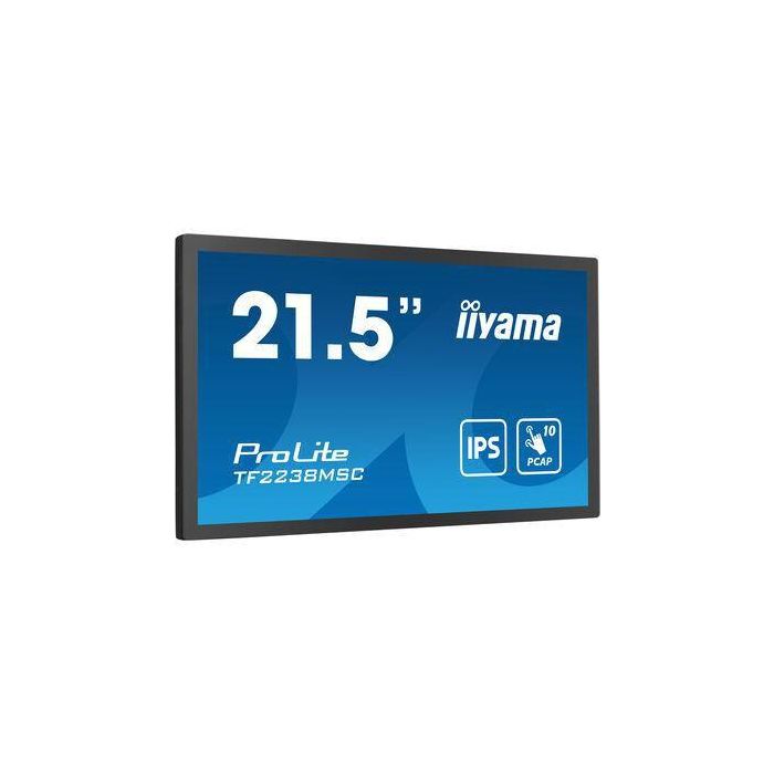 Iiyama Monitor Táctil 22" Full HD IPS TF2238MSC-B1, 1920x1080, HDMI, DP, USB, VESA 100x100, Negro 3