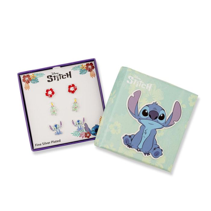 Set 3 Pares de pendientes Stitch Disney plata 1