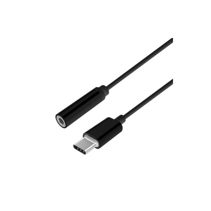 Aisens Conversor USB-C a Audio Estilo Apple USB-C-M - Jack 3.5-H Negro 15 cm para Macbook, Google Chromebook, PC, móvil y Tablet