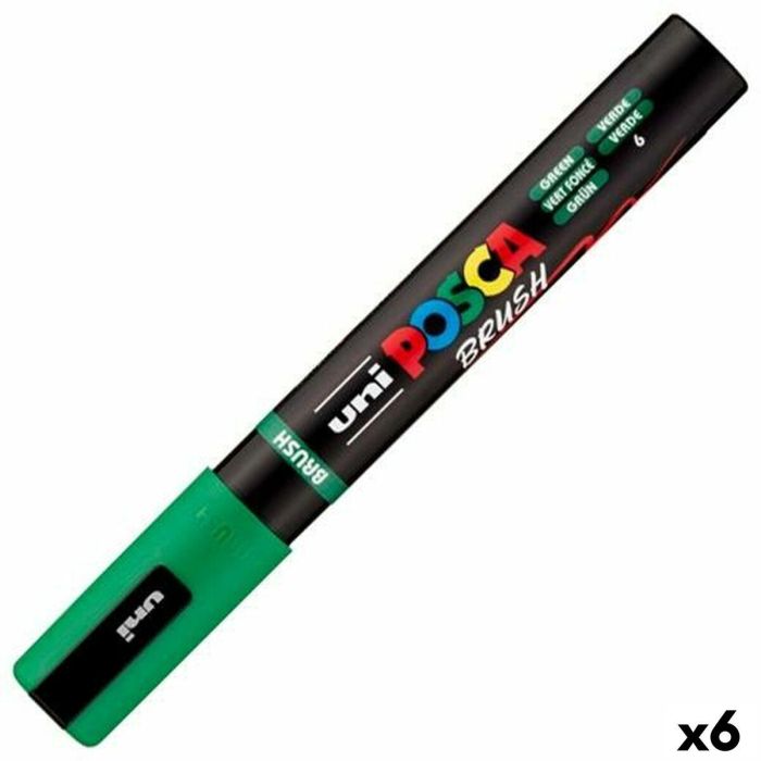 Marcador BRUSH POSCA PC-5BR Verde (6 Unidades)