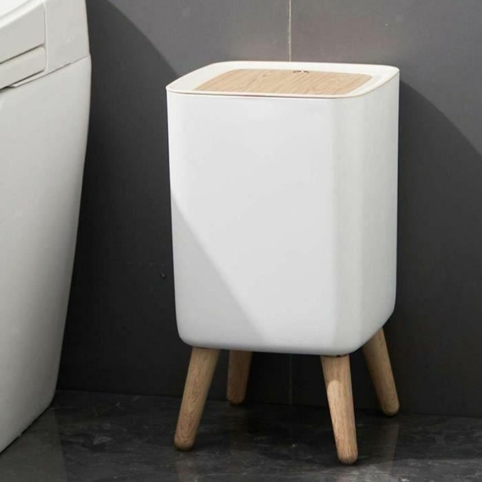 Kitchen Move KIT1700500248820 Papelera de baño con empuje independiente Malmo Square 10L Madera de diseño 5