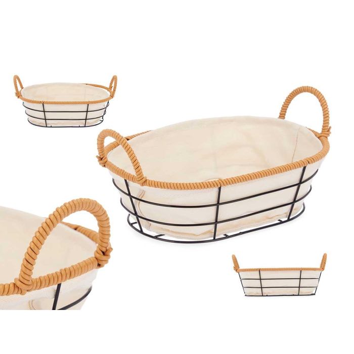 Cesta Ovalada Kinvara con Asas de Metal - 28.5x14x19.5 cm, Color Natural (24 Unidades) Cesta Ovalada Kinvara con Asas de Metal - 28.5x14x19.5 cm, Color Natural (24 Unidades)