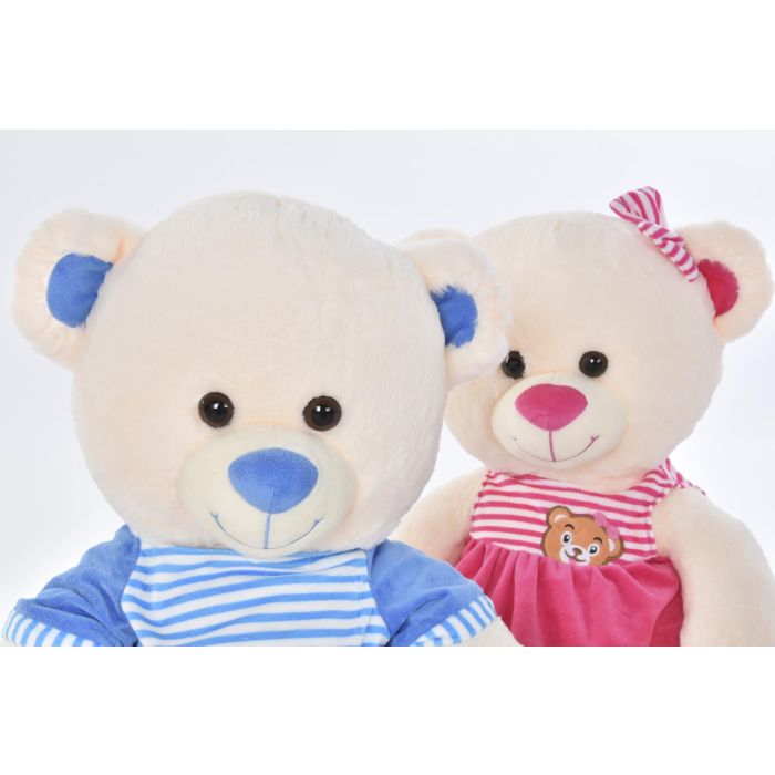 DKD Home Decor Peluche Osito Boy/Girl Azul Rosa Beige 25 x 50 x 25 cm (2 Unidades) 1