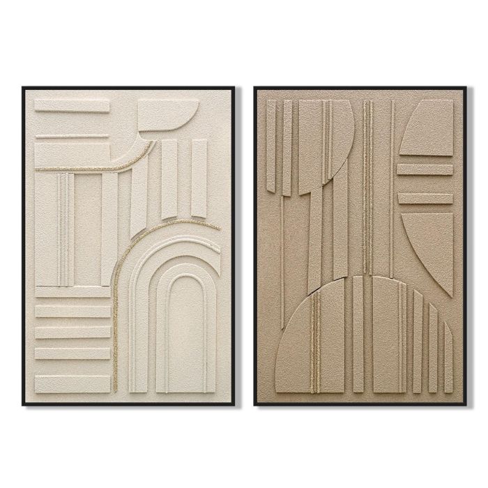 DKD Home Decor Cuadro Urban Beige Marrón 4 x 122 x 82 cm (2 Unidades)