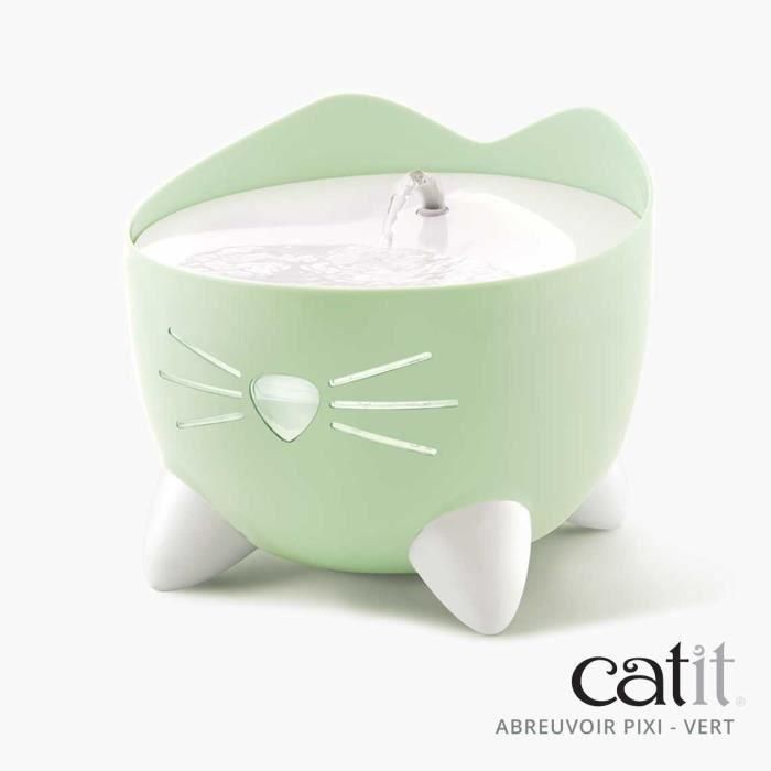 Catit PIXI Fuente de Agua Automática para Gatos - Bebedero de Agua Fresca 2,5 L Verde - Ayuda a prevenir enfermedades urinarias