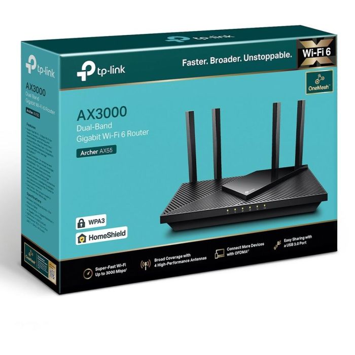 TP-Link Router Wi-Fi 6 ARCHER AX55 Doble Banda 2.4 GHz / 5 GHz Negro 3