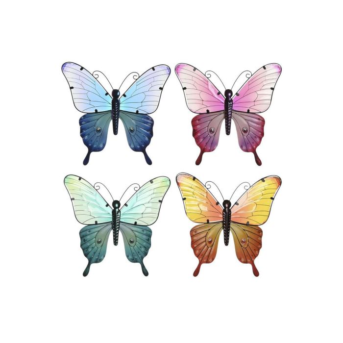 DKD Home Decor Decoración Pared Estilo Shabby Chic Mariposas Metal Cristal Verde Azul 46x46 cm Pack Surtido 4 Unidades 1 DKD Home Decor Decoración Pared Estilo Shabby Chic Mariposas Metal Cristal Verde Azul 46x46 cm Pack Surtido 4 Unidades 1