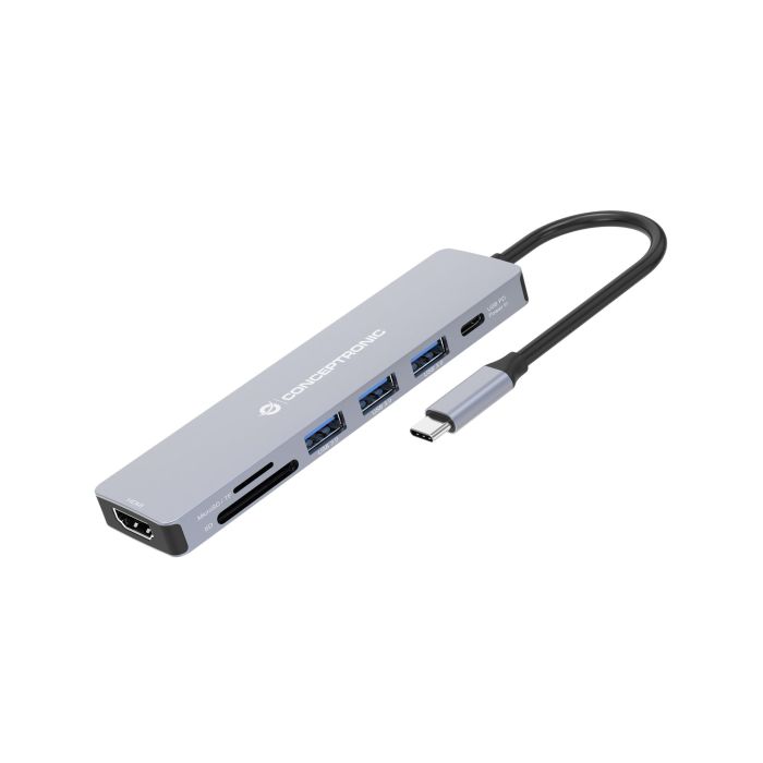 Conceptronic Docking USB-C 7in1 1xHDMI 4K 3xUSB-A 3.0 1xLECTOR SD/Micro SD 1xUSB-C Alimentacion 100W Conceptronic Docking USB-C 7in1 1xHDMI 4K 3xUSB-A 3.0 1xLECTOR SD/Micro SD 1xUSB-C Alimentacion 100W