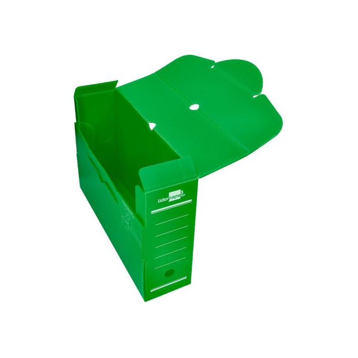 Caja Archivo Definitivo Plastico Liderpapel Lomo 100 mm Verde 360x100x260 mm 5 unidades 6