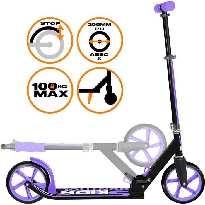 UNIVERSAL - Scooter plegable ajustable de 200 mm con soporte de control de patinaje de color malva 1