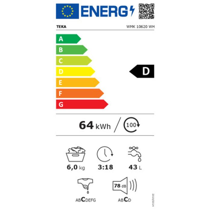 Lavadora Teka WMK10620 1000 rpm 6 Kg Blanco 1