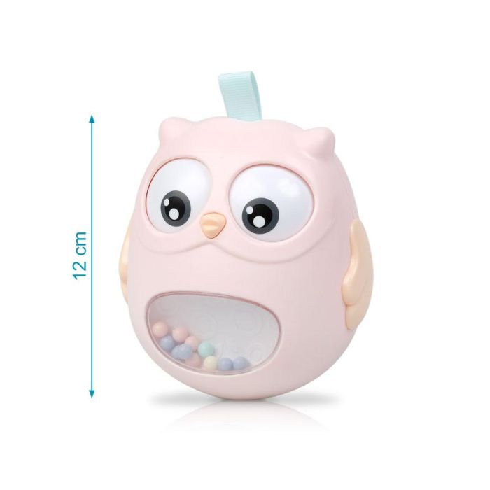 KioKids Juguete Tentetieso Búho Rosa de Plástico y Textil Decorativo con Ojitos Móviles y Campanitas para Bebés +3 Meses 3