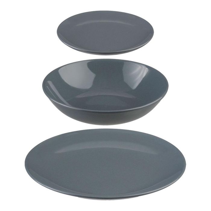 Secret Of Gourmet Vajilla 18 piezas color gris - Plato plano 26cm, mediano 21cm, postre 20cm
