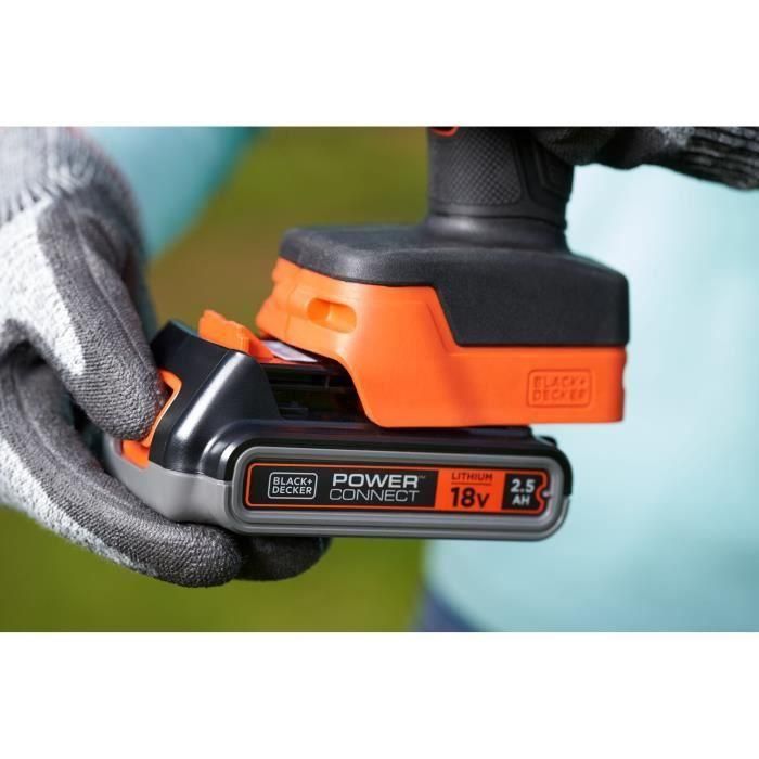 BLACK+DECKER BLA5035048788462 Tijeras de podar a batería de litio 18V 2Ah, corte 25mm, gatillo de seguridad 4