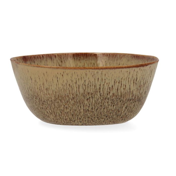 Bidasoa Ensaladera Ikonic de Cerámica Marrón Set de 3, 20x19,5x8,5 cm, con Relieves Orgánicos, Apto Lavavajillas y Microondas