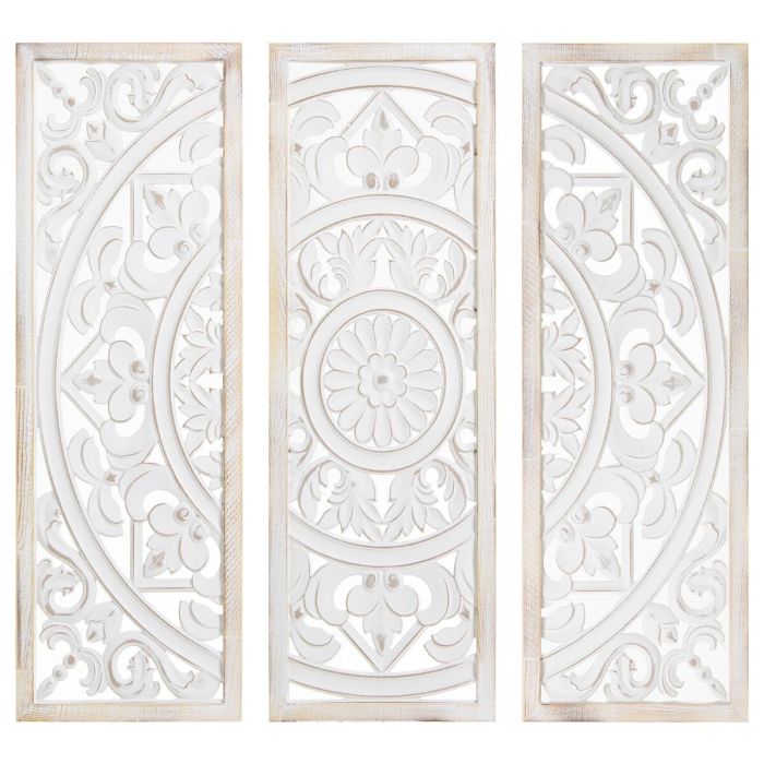 Retablo decorativo Alexandra House Living Blanco Madera 90 x 90 x 2 cm 3 Unidades 1