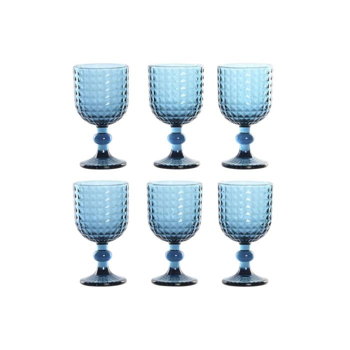 DKD Home Decor Copa de Cristal Azul 260ml, Set de 6 unidades, Colección Diamond garbo 24, Apto para Lavavajillas y Microondas DKD Home Decor Copa de Cristal Azul 260ml, Set de 6 unidades, Colección Diamond garbo 24, Apto para Lavavajillas y Microondas
