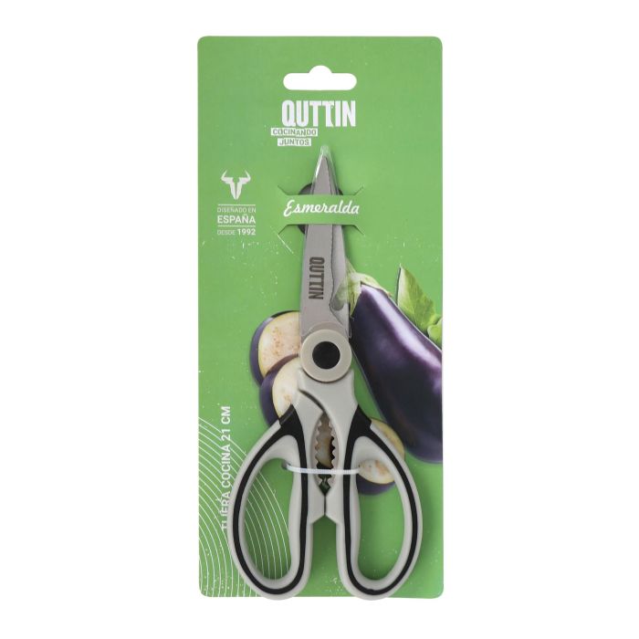 Quttin Tijera Bimaterial Descapsuladora Esmeralda de Cocina 21 x 9.5 cm (12 Unidades) 2