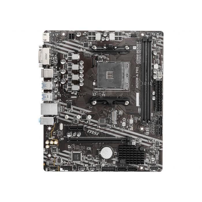MSI A520M-A PRO Placa Base AMD A520 Zócalo AM4 Micro ATX para Ryzen 3ª Gen / 4000G DDR4 4600MHz con Turbo M.2 1 MSI A520M-A PRO Placa Base AMD A520 Zócalo AM4 Micro ATX para Ryzen 3ª Gen / 4000G DDR4 4600MHz con Turbo M.2 1