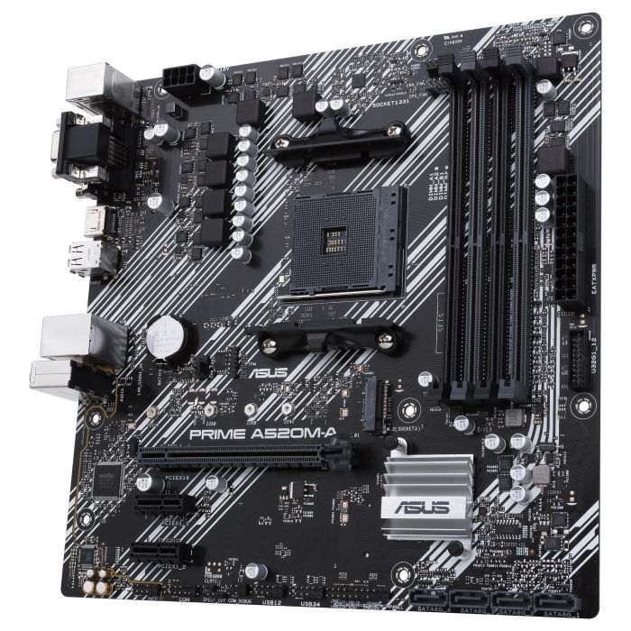ASUS Placa Base PRIME A520M-A II/CSM, Socket AM4, Chipset AMD A520, Formato Micro ATX, Soporte para Procesadores AMD Ryzen 3 y 5, DDR4 5