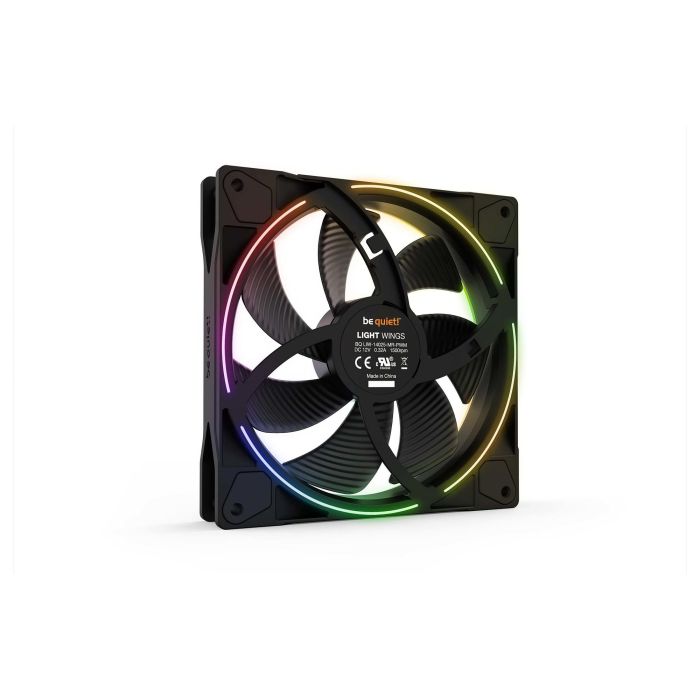 Be Quiet! LIGHT WINGS 140mm PWM ARGB Triple-Pack Ventilador de PC, 1500 RPM, Flujo de Aire 95.14 m³/h, Iluminación LED Multicolor, Negro, 140x140x25mm 3