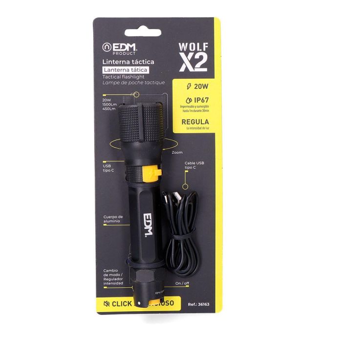 Linterna led táctica recargable wolf x2 1500 lm / 450 lm ip67 ø4,0 x 17,8 cm 4 Linterna led táctica recargable wolf x2 1500 lm / 450 lm ip67 ø4,0 x 17,8 cm 4